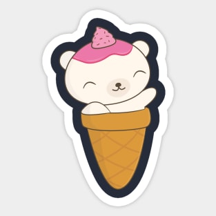 Polar Bear Ice Cream Cone T-Shirt Sticker